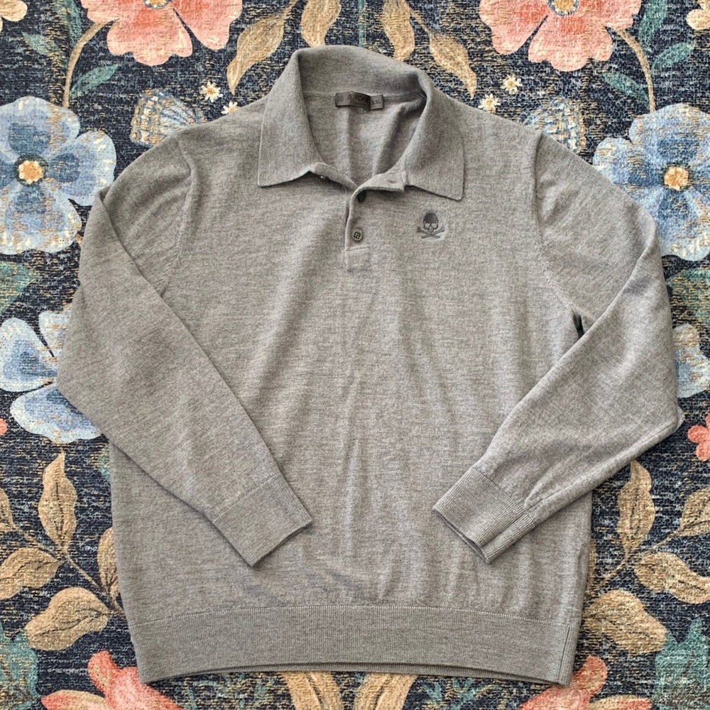 G/FORE Men’s Wool Skull and Crossbones Button Pullover